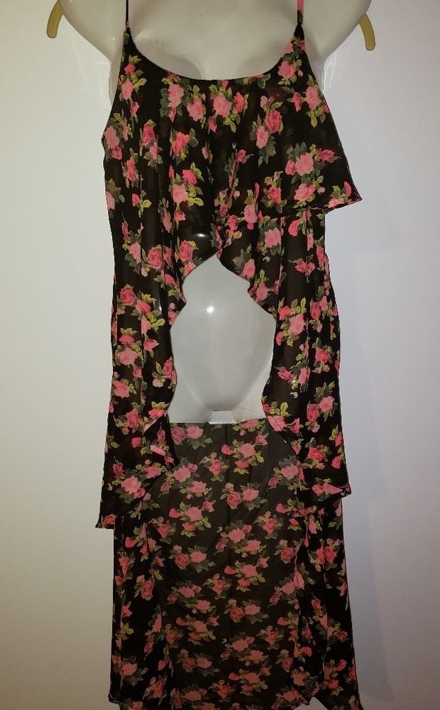 Floral crop front long back shirt